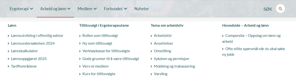 Bilde av menyen arbeid og lønn